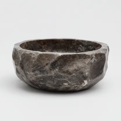 Lavabo - pierre naturelle - 40x40x15 cm - gris - design contemporain-Hutovae