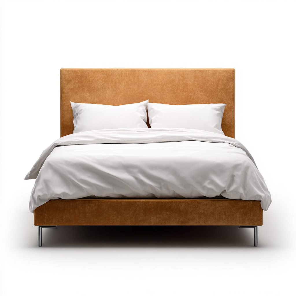 Lit double velours 200x160 cm - marron - adapté à la chambre - design contemporain-Hutovae