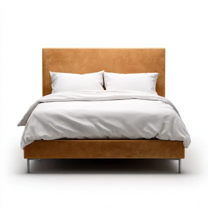 Lit double velours 200x160 cm - marron - adapté à la chambre - design contemporain-Hutovae