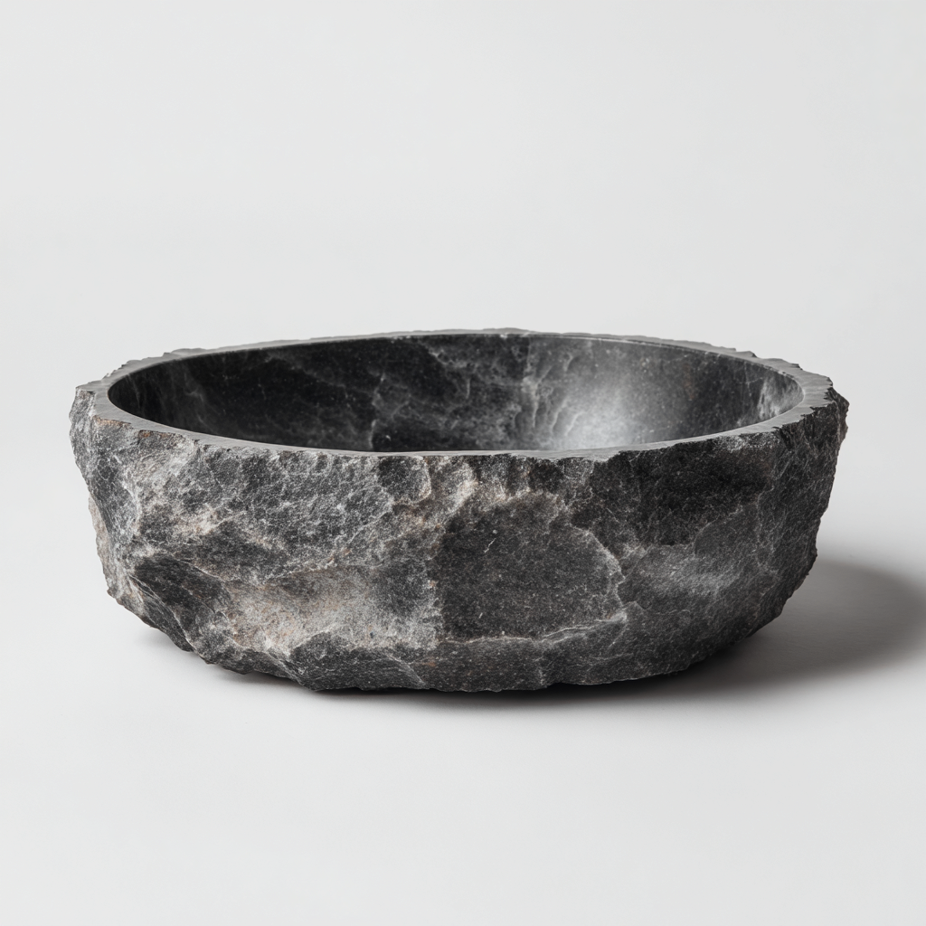 Lavabo pierre naturelle 41x41x15 cm gris rustique-Hutovae