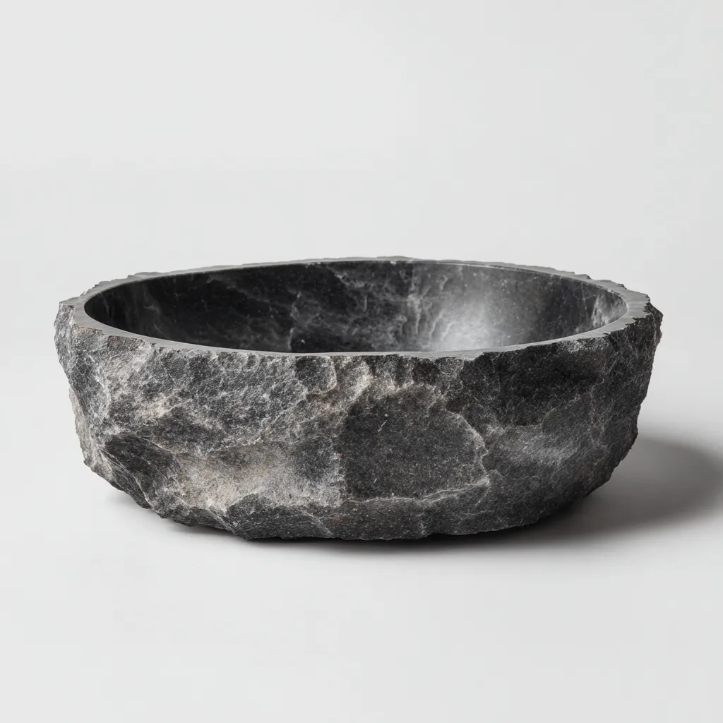 Lavabo pierre naturelle 41x41x15 cm gris rustique-Hutovae