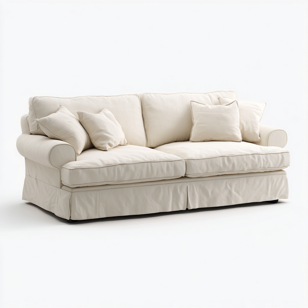 Canapé droit tissu 210x96x90 cm - beige - style classique-Hutovae