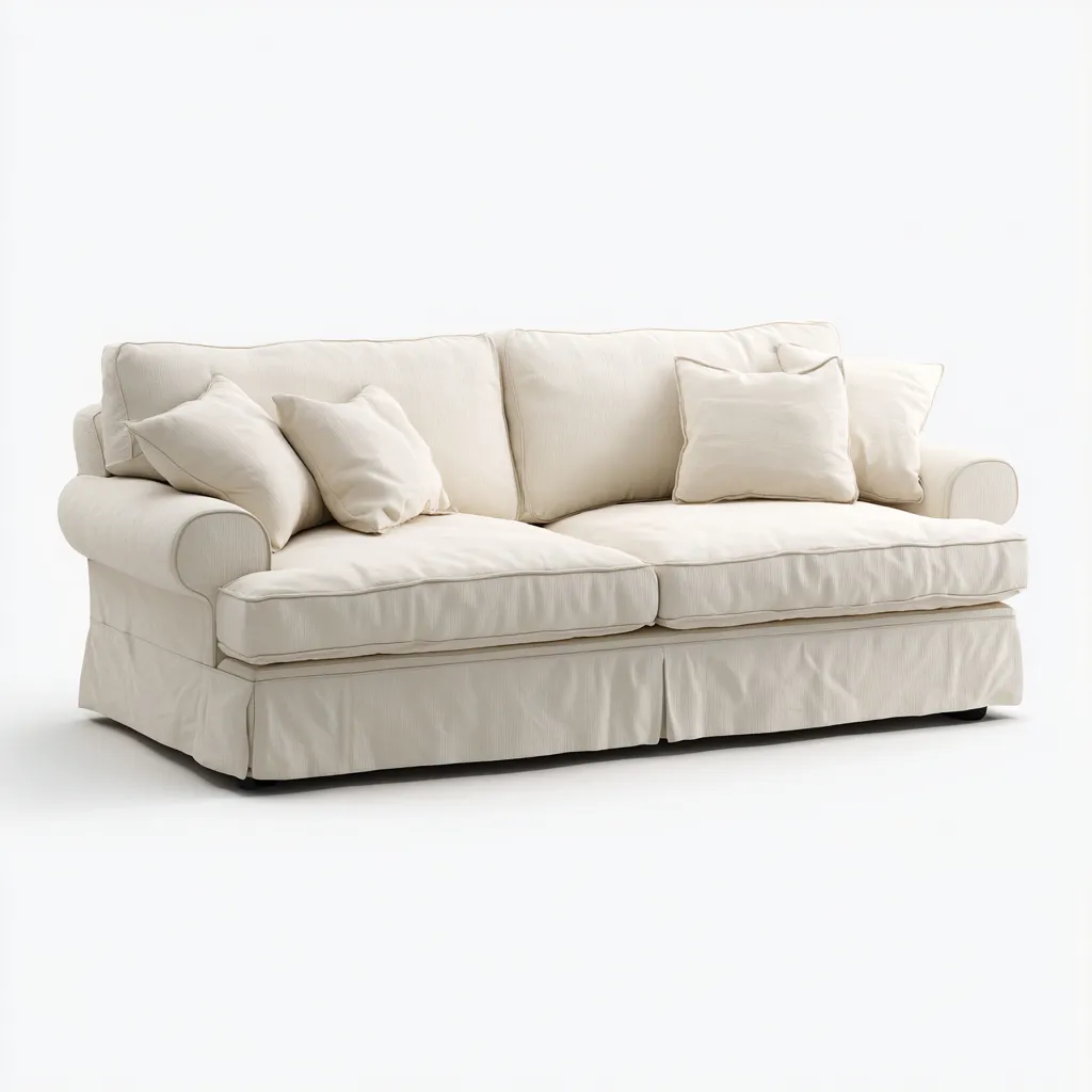 Canapé droit tissu 210x96x90 cm - beige - style classique-Hutovae