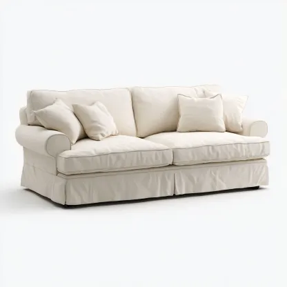 Canapé droit tissu 210x96x90 cm - beige - style classique-Hutovae