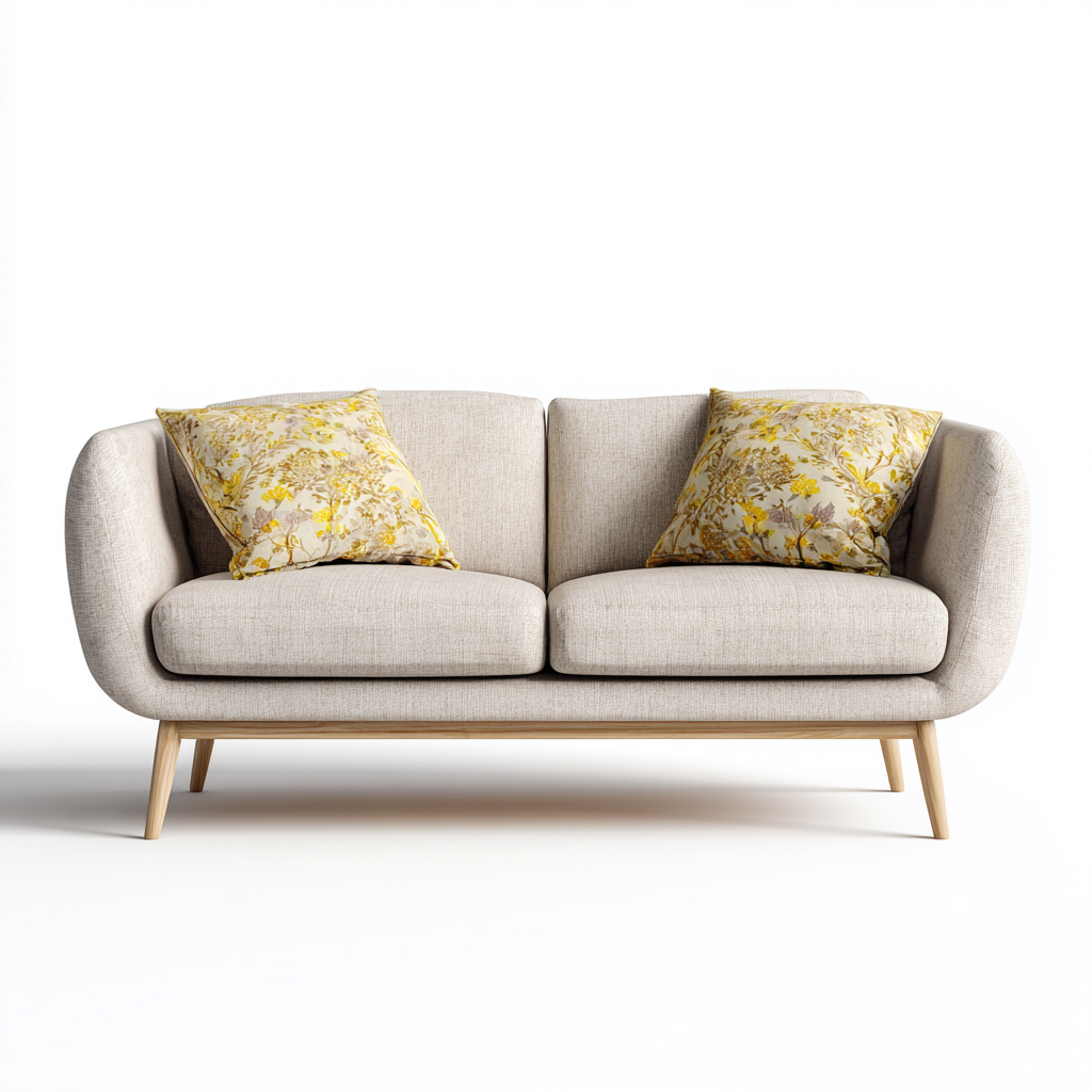 Canapé droit tissu 178x86x85 cm - beige - style contemporain-Hutovae