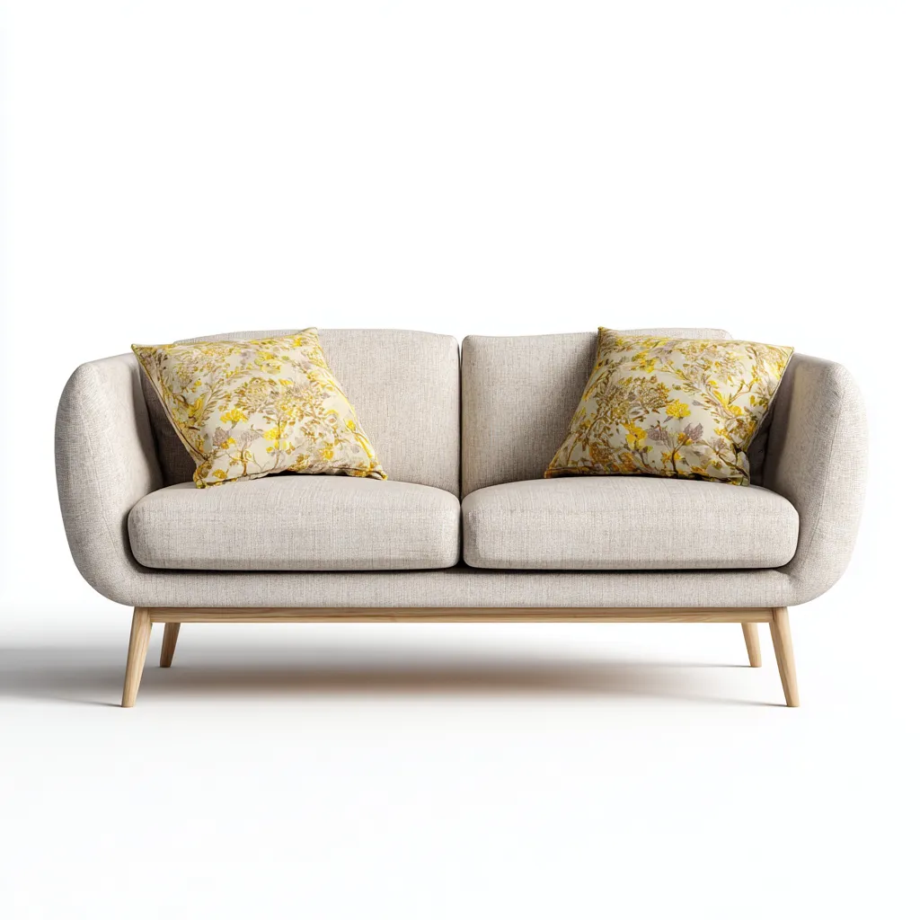 Canapé droit tissu 178x86x85 cm - beige - style contemporain-Hutovae