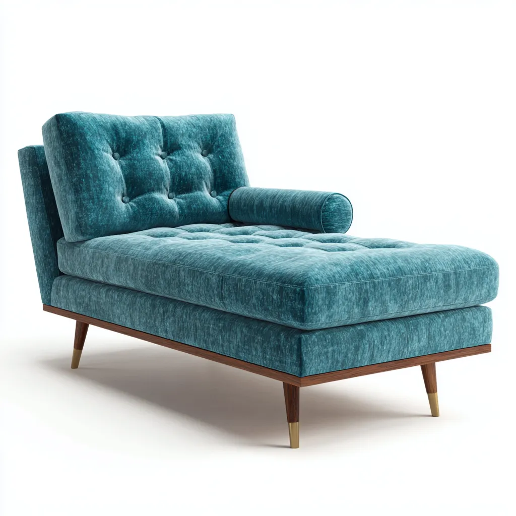 Chaise longue-tissu-170x78 cm-bleupétrole-style moderne-Hutovae