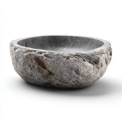 Lavabo bol - pierre naturelle - 40x40x15 cm - gris - style rustique-Hutovae