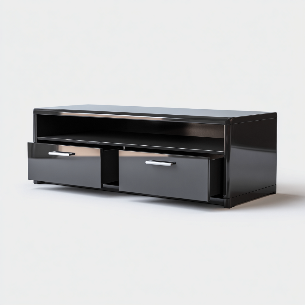 Meuble TV-bois métal-120x40x45 cm-noir-style moderne-Hutovae