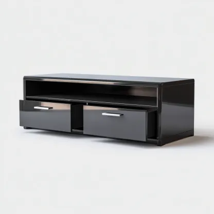 Meuble TV-bois métal-120x40x45 cm-noir-style moderne-Hutovae