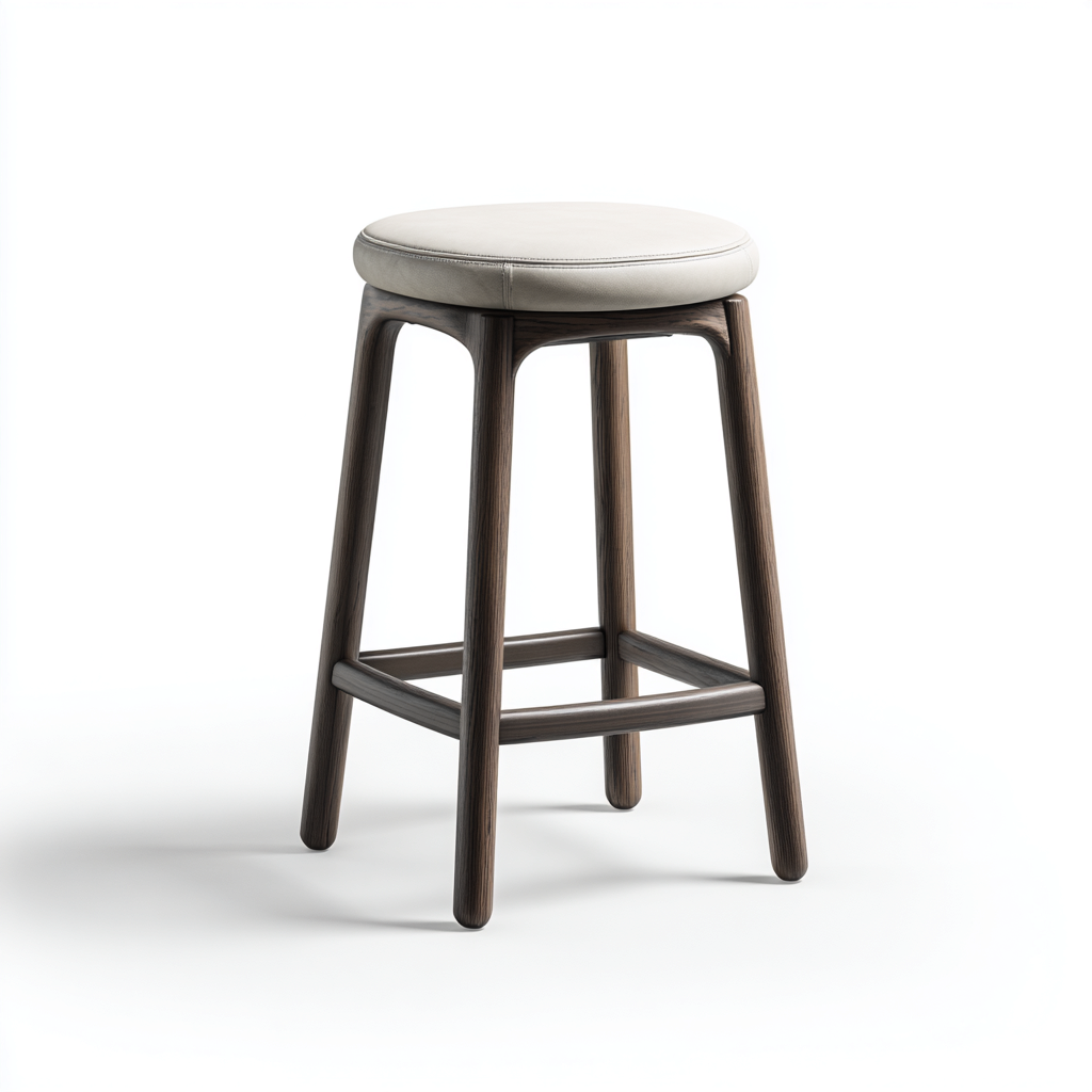 Tabouret de bar bois et simili 38x38x70 cm - blanc-boisfoncé - design moderne - adapté à la cuisine ou au bar-Hutovae