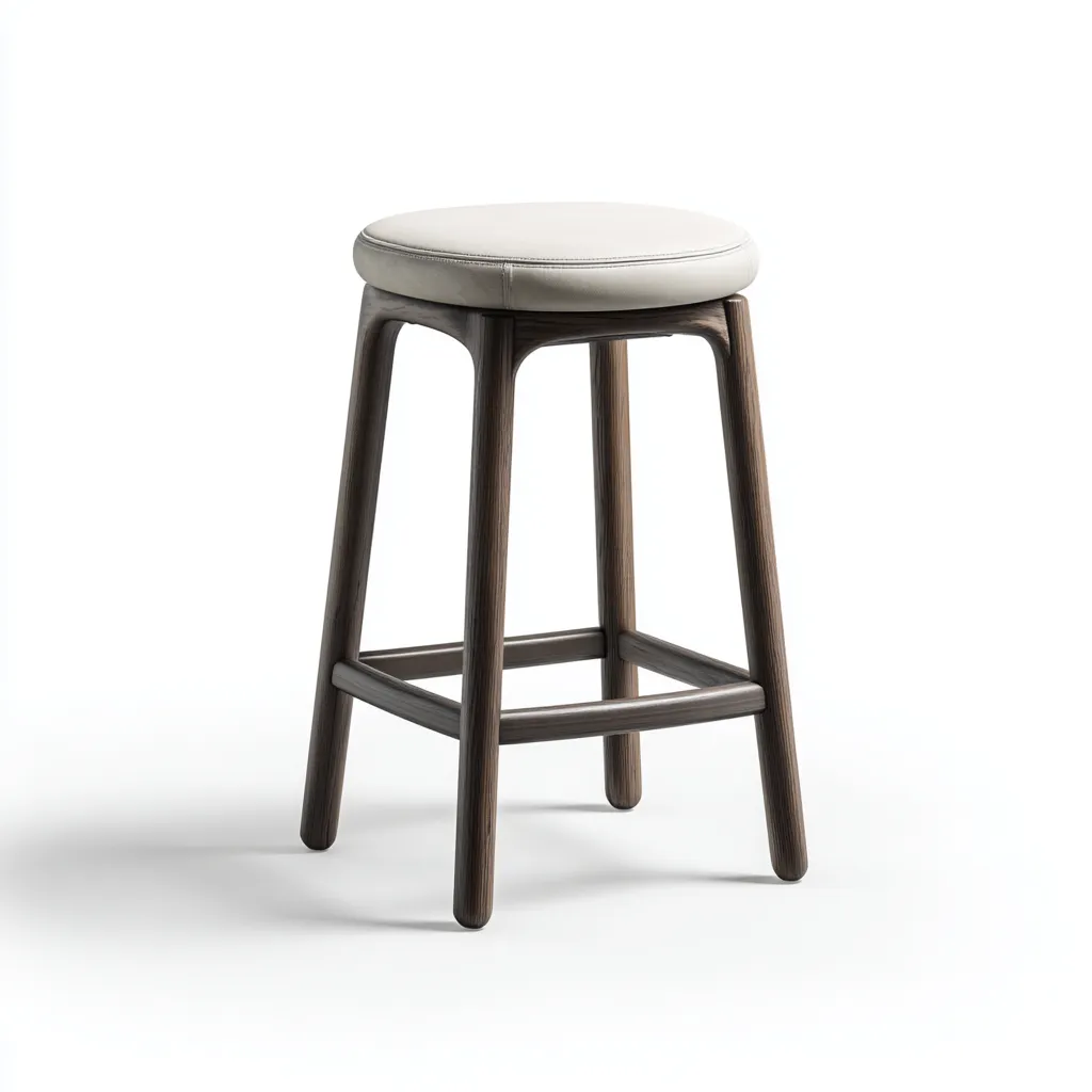 Tabouret de bar bois et simili 38x38x70 cm - blanc-boisfoncé - design moderne - adapté à la cuisine ou au bar-Hutovae
