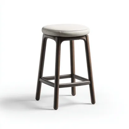 Tabouret de bar bois et simili 38x38x70 cm - blanc-boisfoncé - design moderne - adapté à la cuisine ou au bar-Hutovae