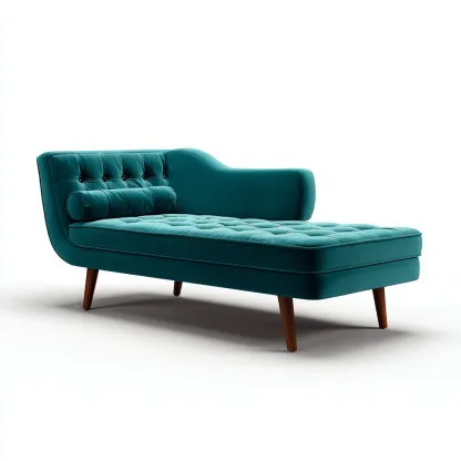 Chaise longue-velours-165x72 cm-bleupétrole-style capitonné moderne-Hutovae