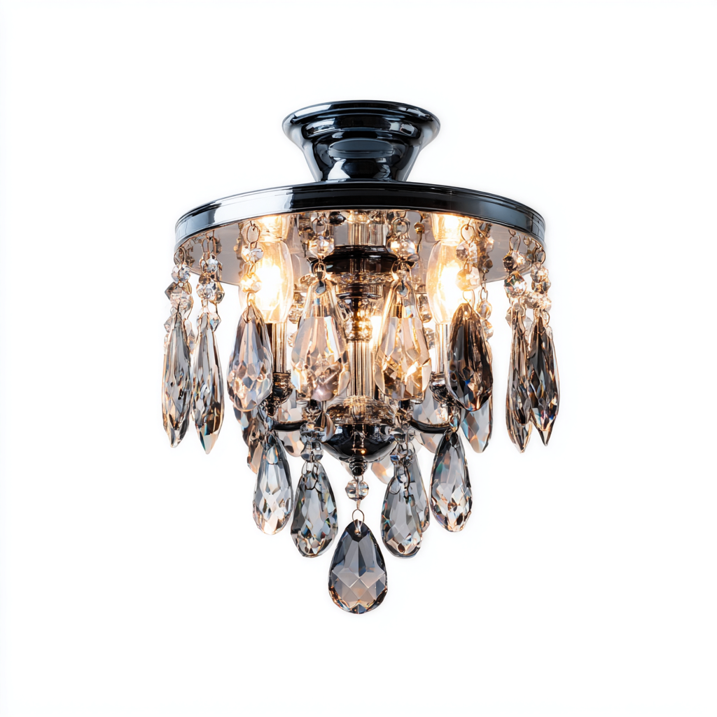 Plafonnier cristal 26x26 cm - chrome-translucide - éclairage décoratif - style classique-Hutovae