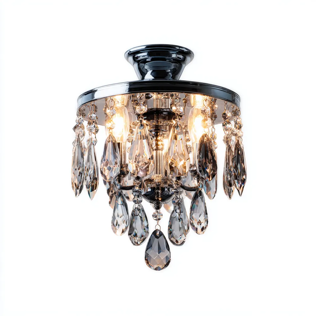 Plafonnier cristal 26x26 cm - chrome-translucide - éclairage décoratif - style classique-Hutovae