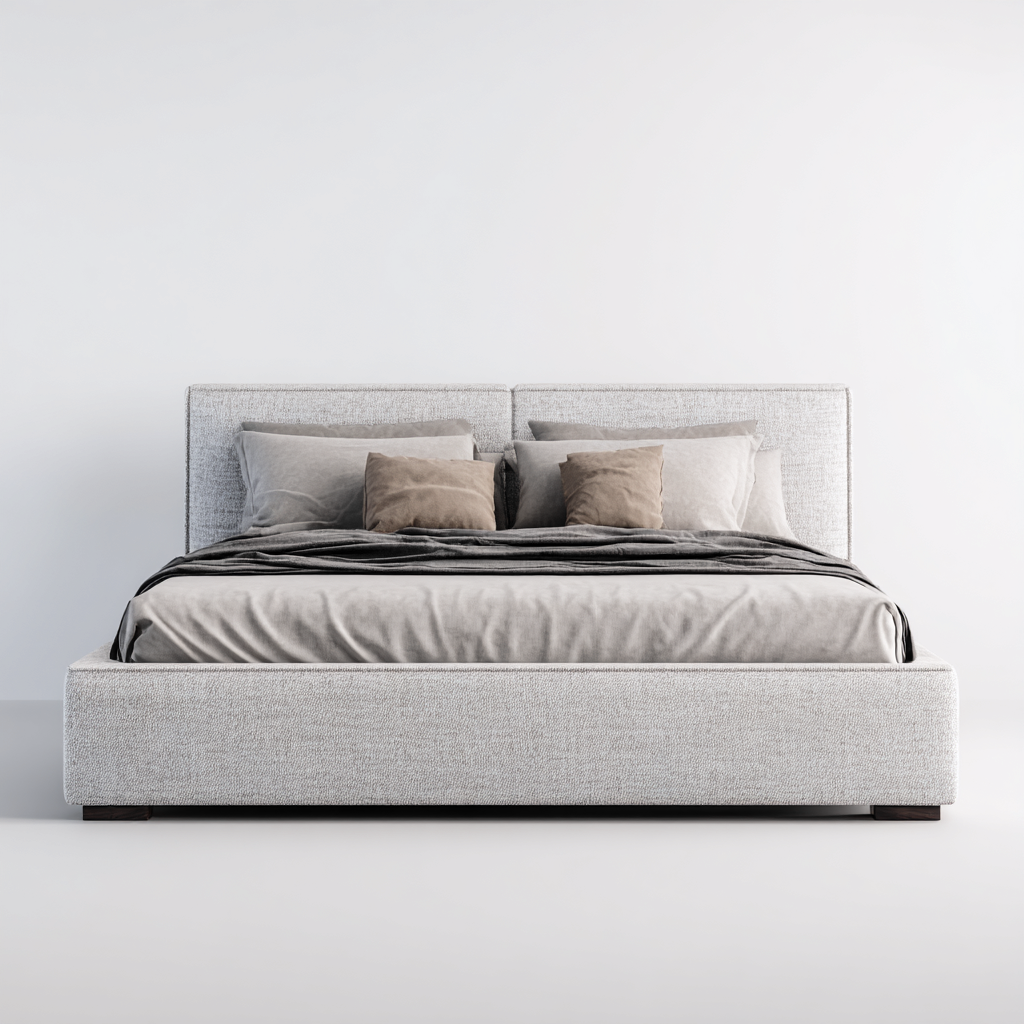 Lit double tissu 200x160 cm - gris - adapté à la chambre - design contemporain-Hutovae