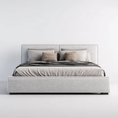 Lit double tissu 200x160 cm - gris - adapté à la chambre - design contemporain-Hutovae