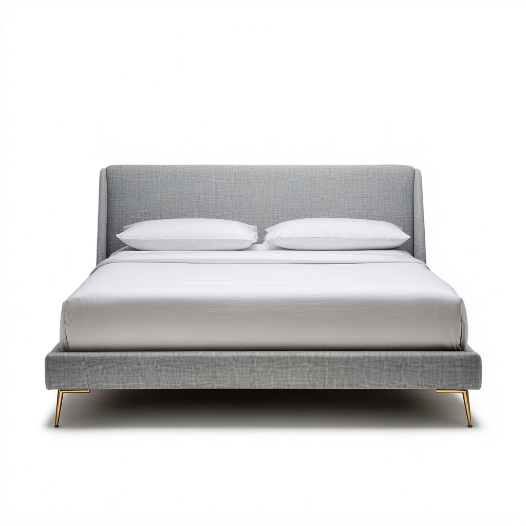 Lit double tissu 200x160 cm - gris - adapté à la chambre - design moderne-Hutovae