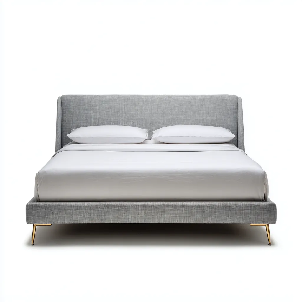 Lit double tissu 200x160 cm - gris - adapté à la chambre - design moderne-Hutovae