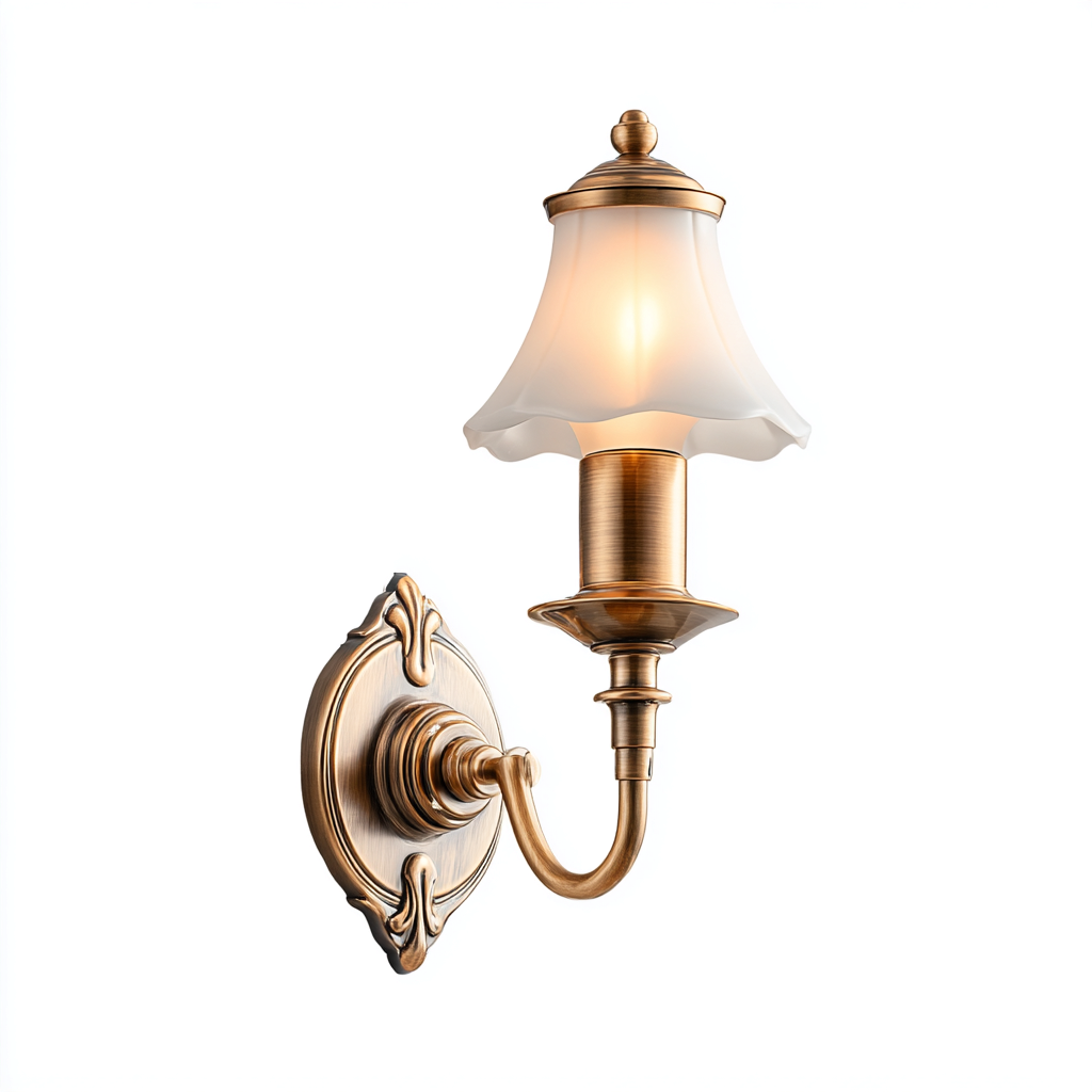 Applique murale métal-verre 25x16 cm - brass-white - abat-jour en verre - style classique-Hutovae