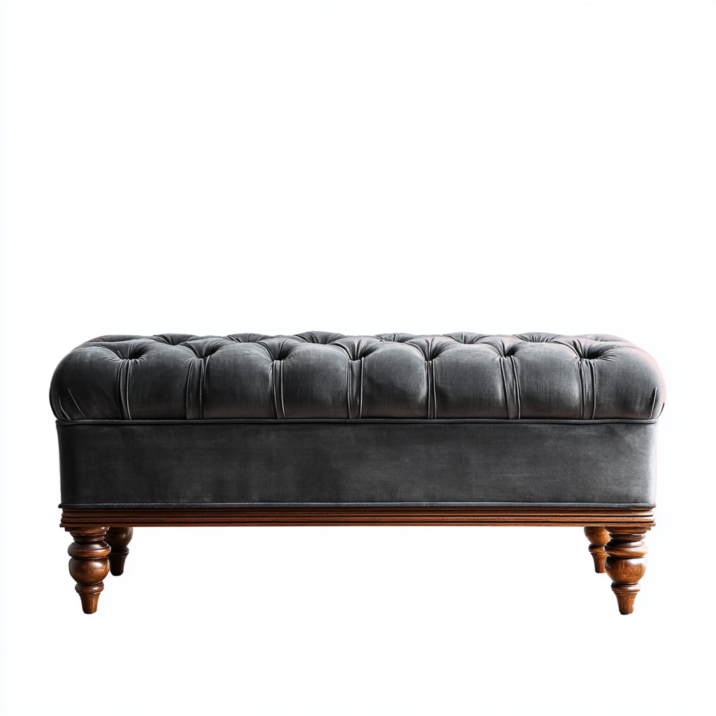 Banc de lit velours 105x42x47 cm - gris - style classique-Hutovae