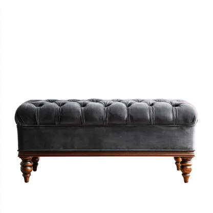 Banc de lit velours 105x42x47 cm - gris - style classique-Hutovae