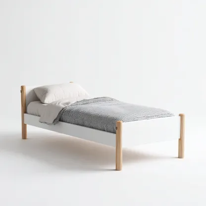 Lit enfant bois 195x95x85 cm - blanc-naturel - adapté à la chambre d'enfant - design minimaliste-Hutovae