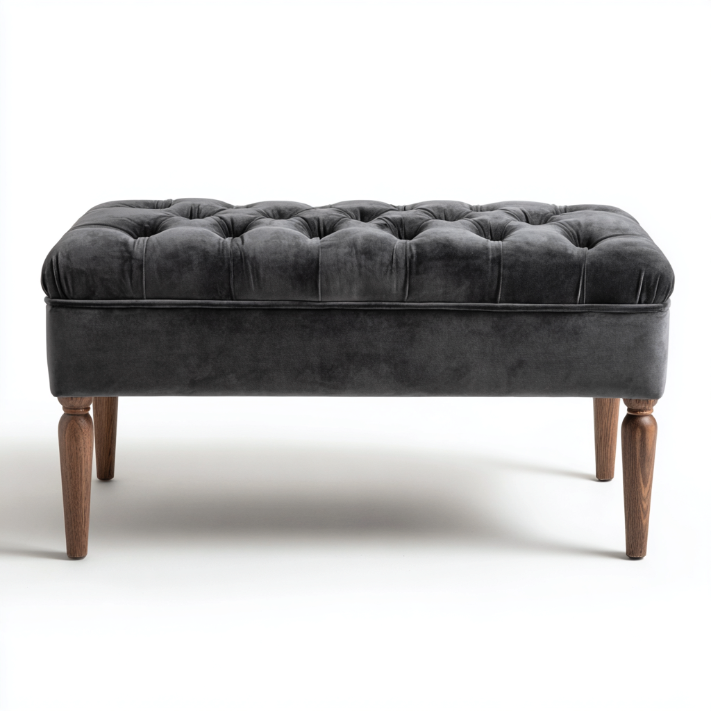 Banc de lit velours 108x42x46 cm - gris - style classique-Hutovae