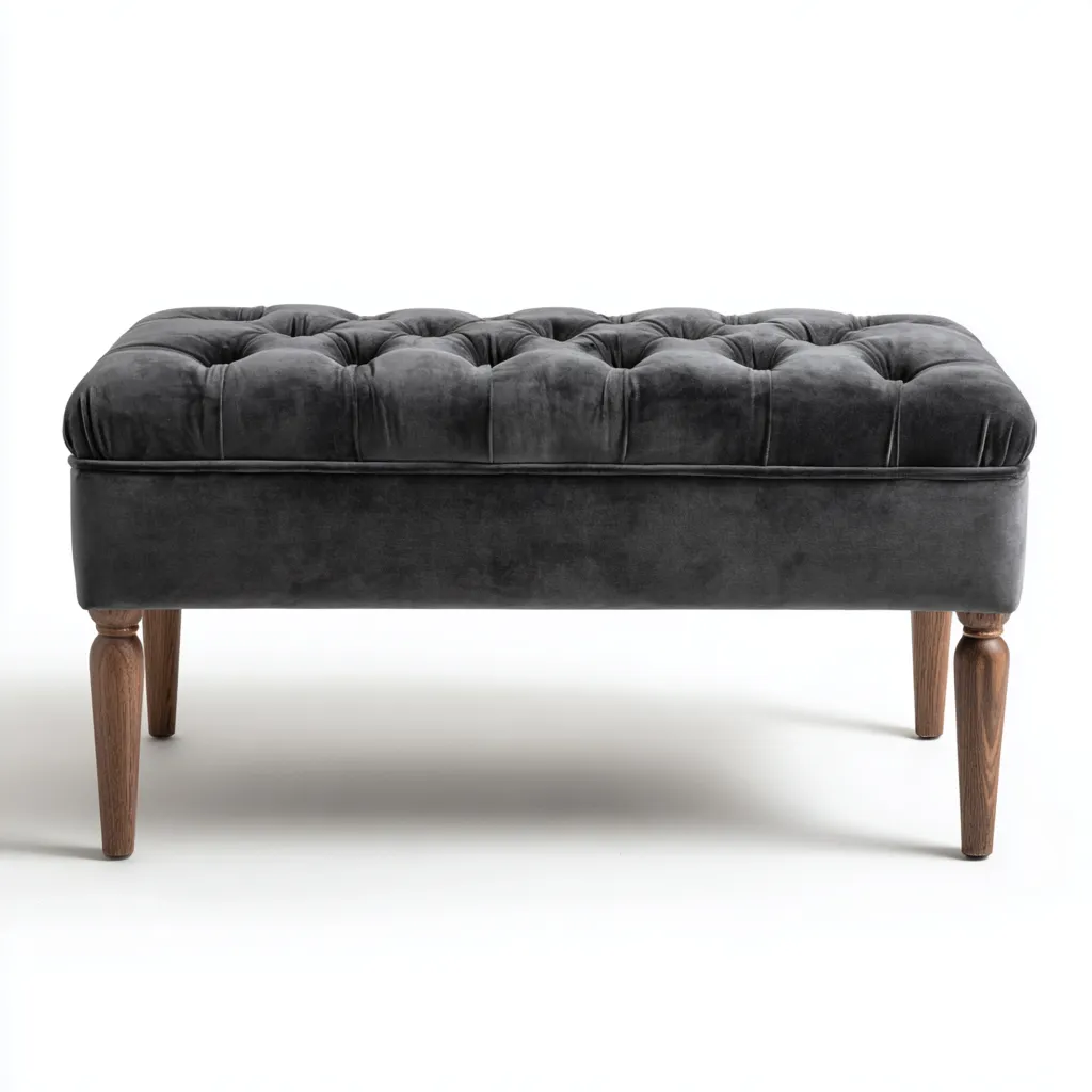 Banc de lit velours 108x42x46 cm - gris - style classique-Hutovae