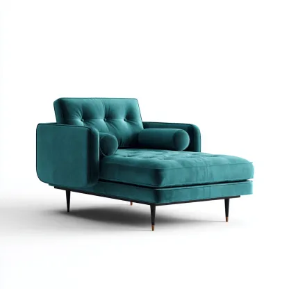 Chaise longue-velours-165x82 cm-bleupétrole-style moderne capitonné-Hutovae