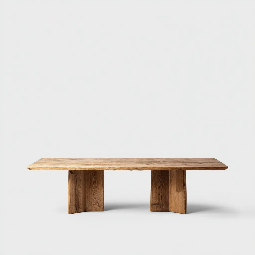 Table à manger bois massif 200x95x75 cm - bois naturel - style rustique-Hutovae