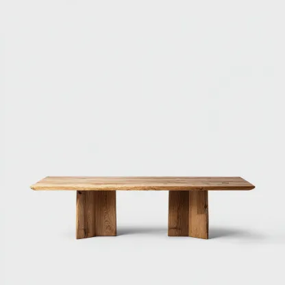 Table à manger bois massif 200x95x75 cm - bois naturel - style rustique-Hutovae