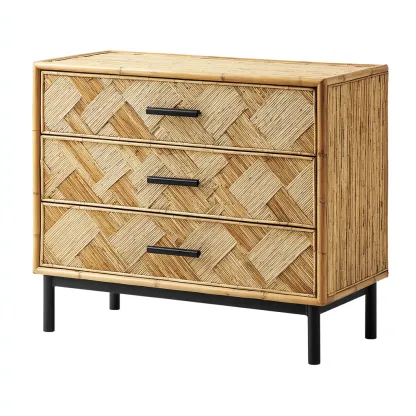 Commode-rotin et bois-80x40x80 cm-naturel-style moderne-Hutovae