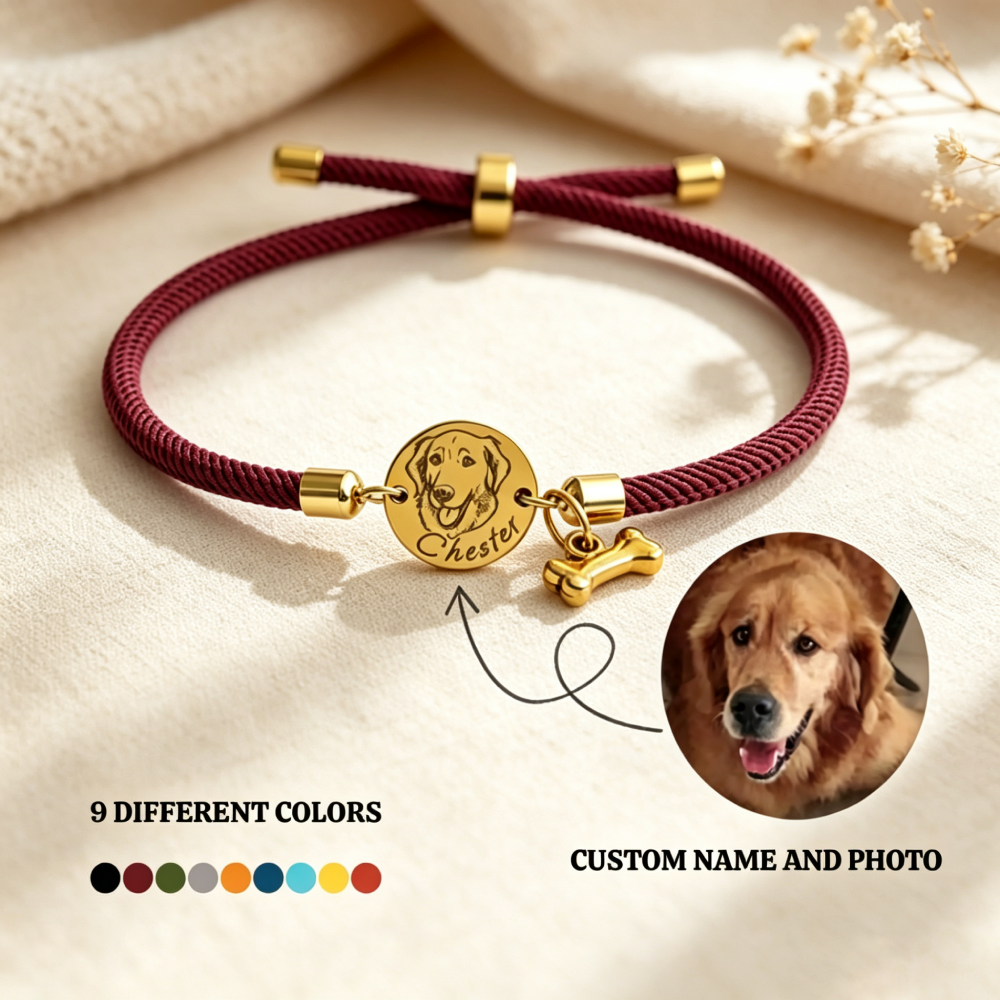 Personalized Gold Plated Pet Portrait Adjustable Bracelet | MNMemo25