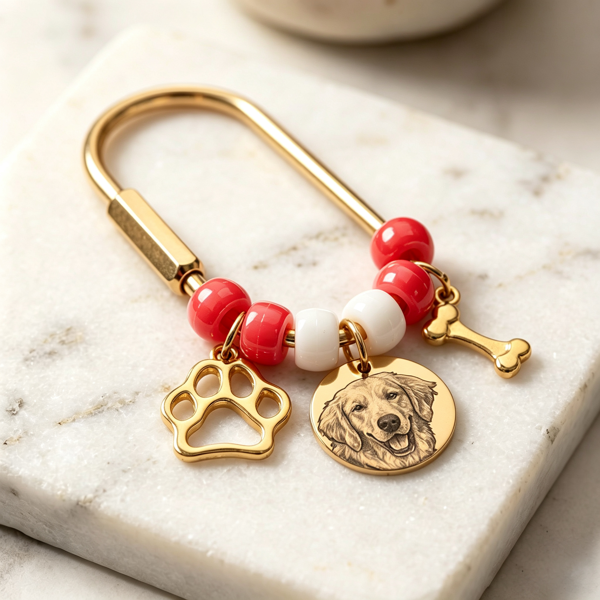 Personalized Pet Portrait Keychain Pet Handbag Charm for Pet Mom Gift | MNMemo26