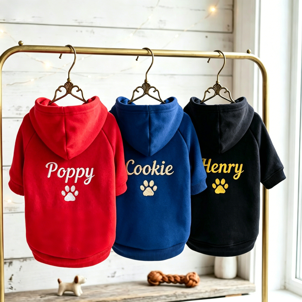 Personalized Embroidered Cozy Season Warm Puppy Hoodie | MNCloth225