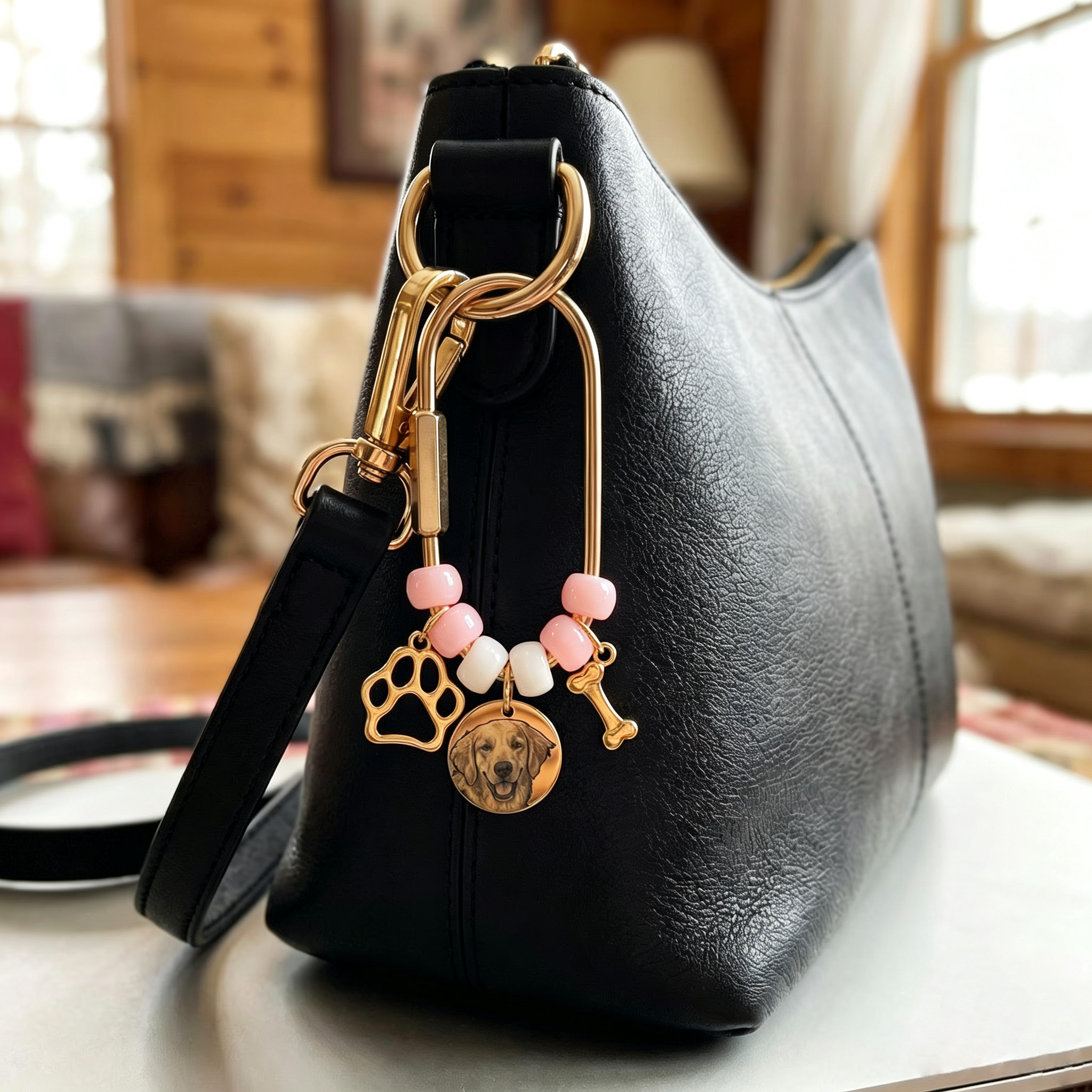 Personalized Pet Portrait Keychain Pet Handbag Charm for Pet Mom Gift | MNMemo26