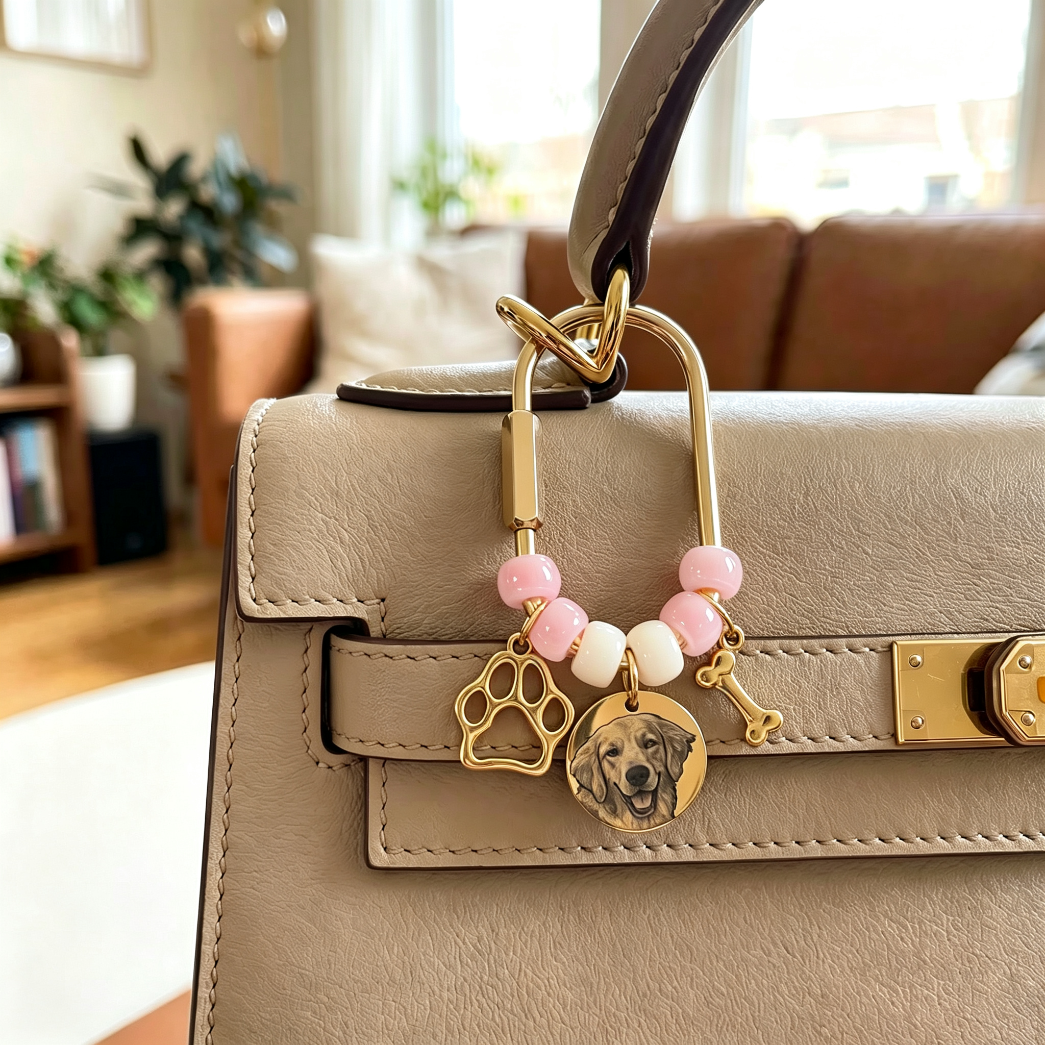 Personalized Pet Portrait Keychain Pet Handbag Charm for Pet Mom Gift | MNMemo26