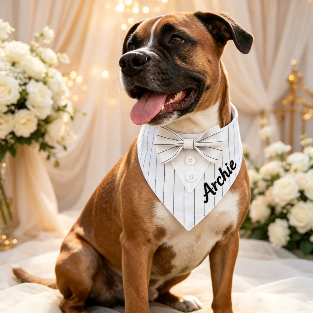 Personalized Embroidered Dog Tuxedo Bandana | MNaccs116