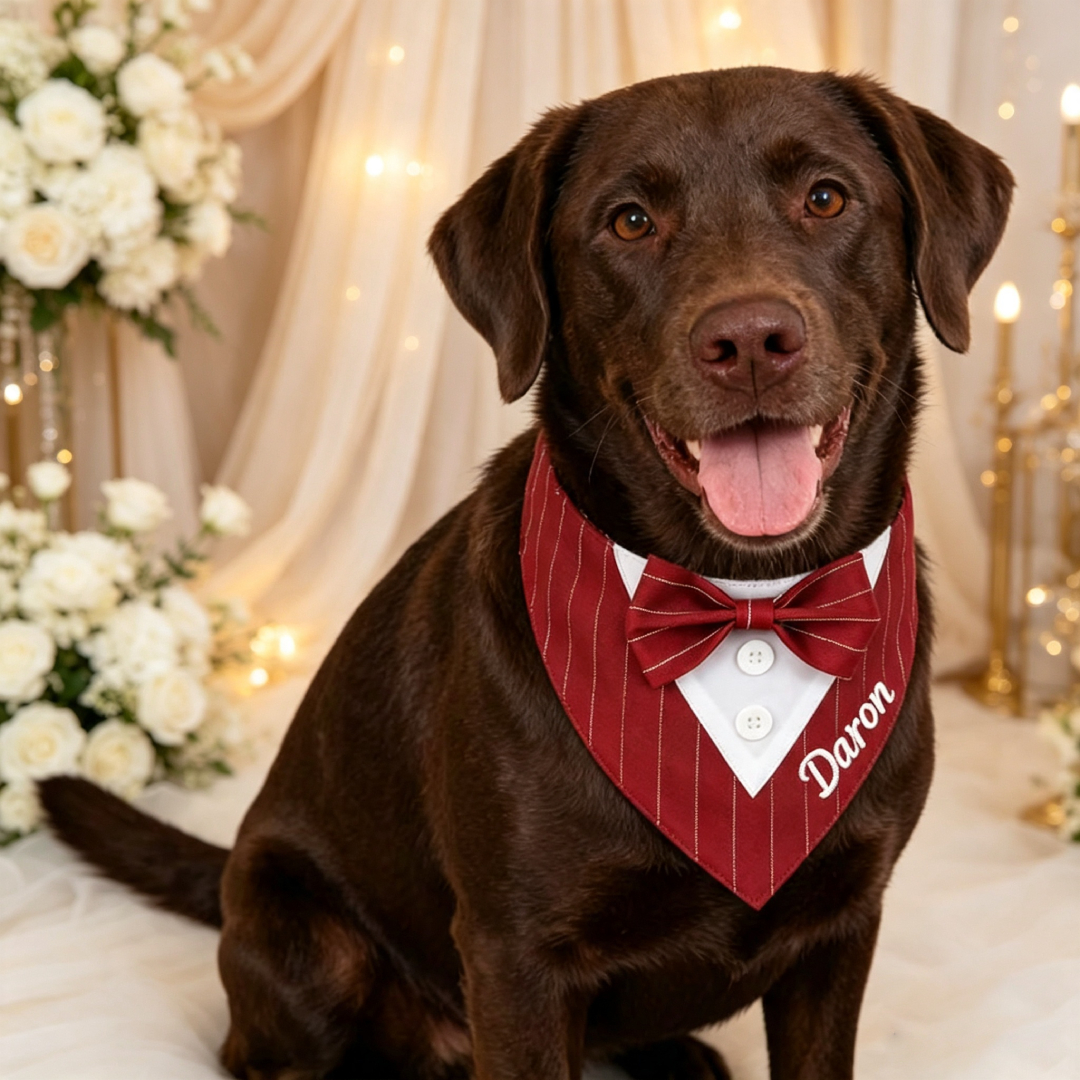 Personalized Embroidered Dog Tuxedo Bandana | MNaccs116