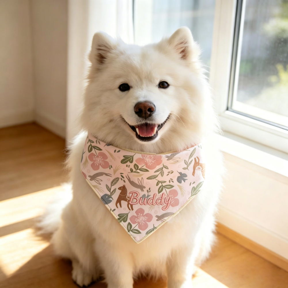 Personalized Embroidered Floral Pet Bandana for Dogs & Cats | MNAccs95