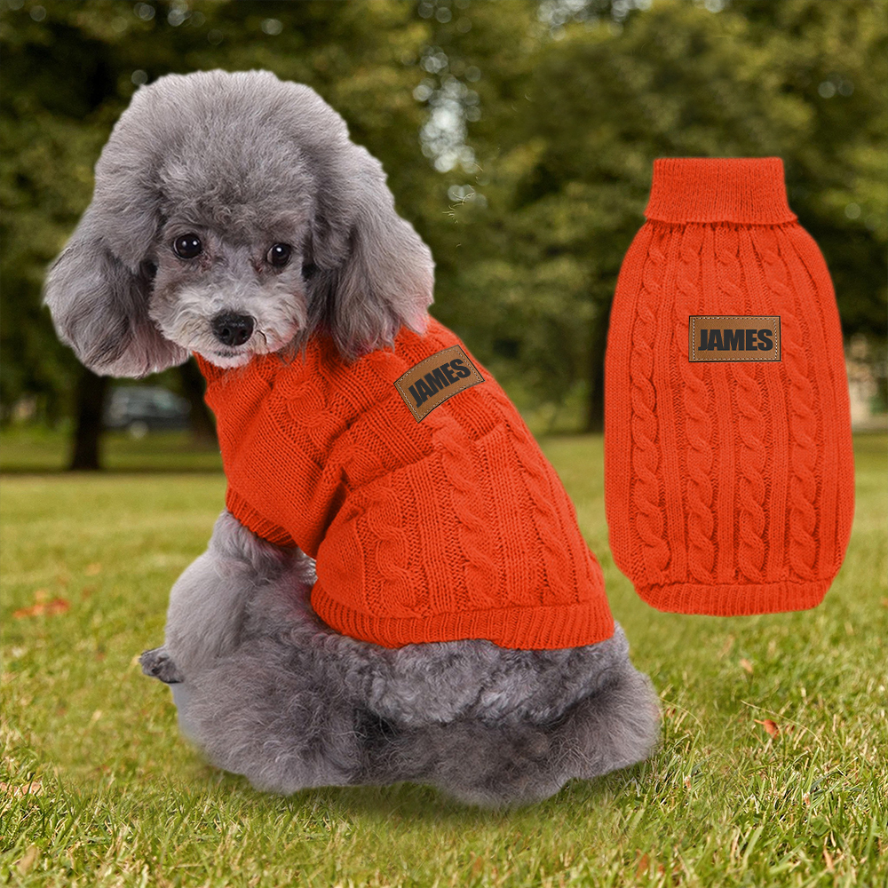 Personalized Leather Patch Pets Colourful Sweater | BKPet97