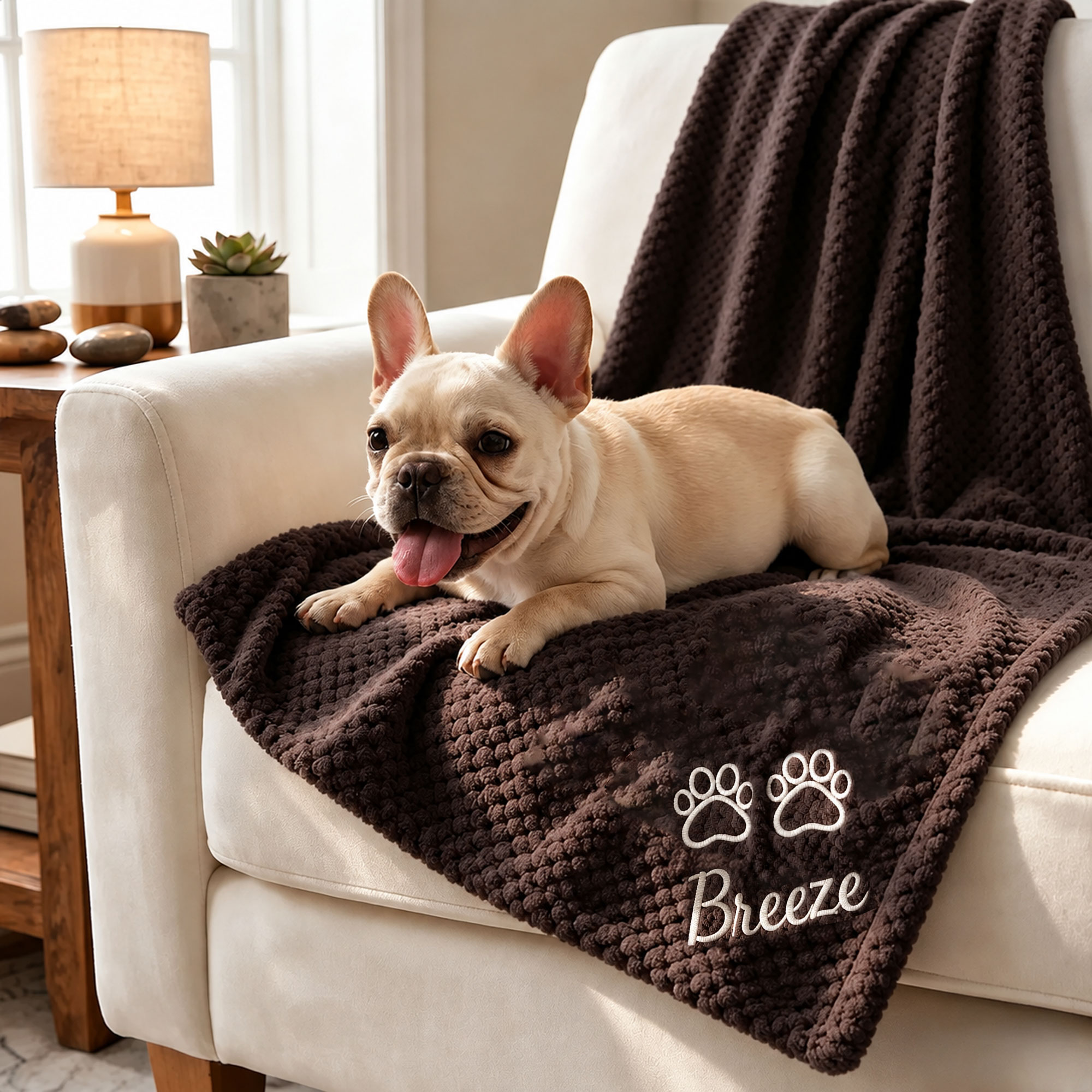 Personalized Embroidered Puppy Blanket with Name & Paw Print | MNHome108