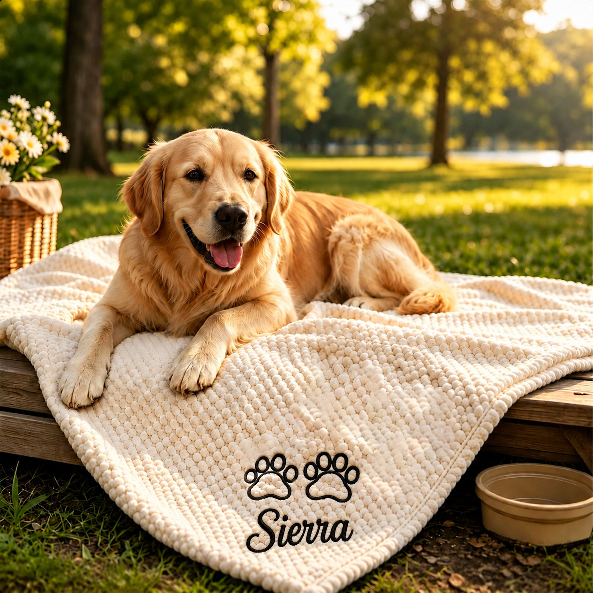 Personalized Embroidered Puppy Blanket with Name & Paw Print | MNHome108