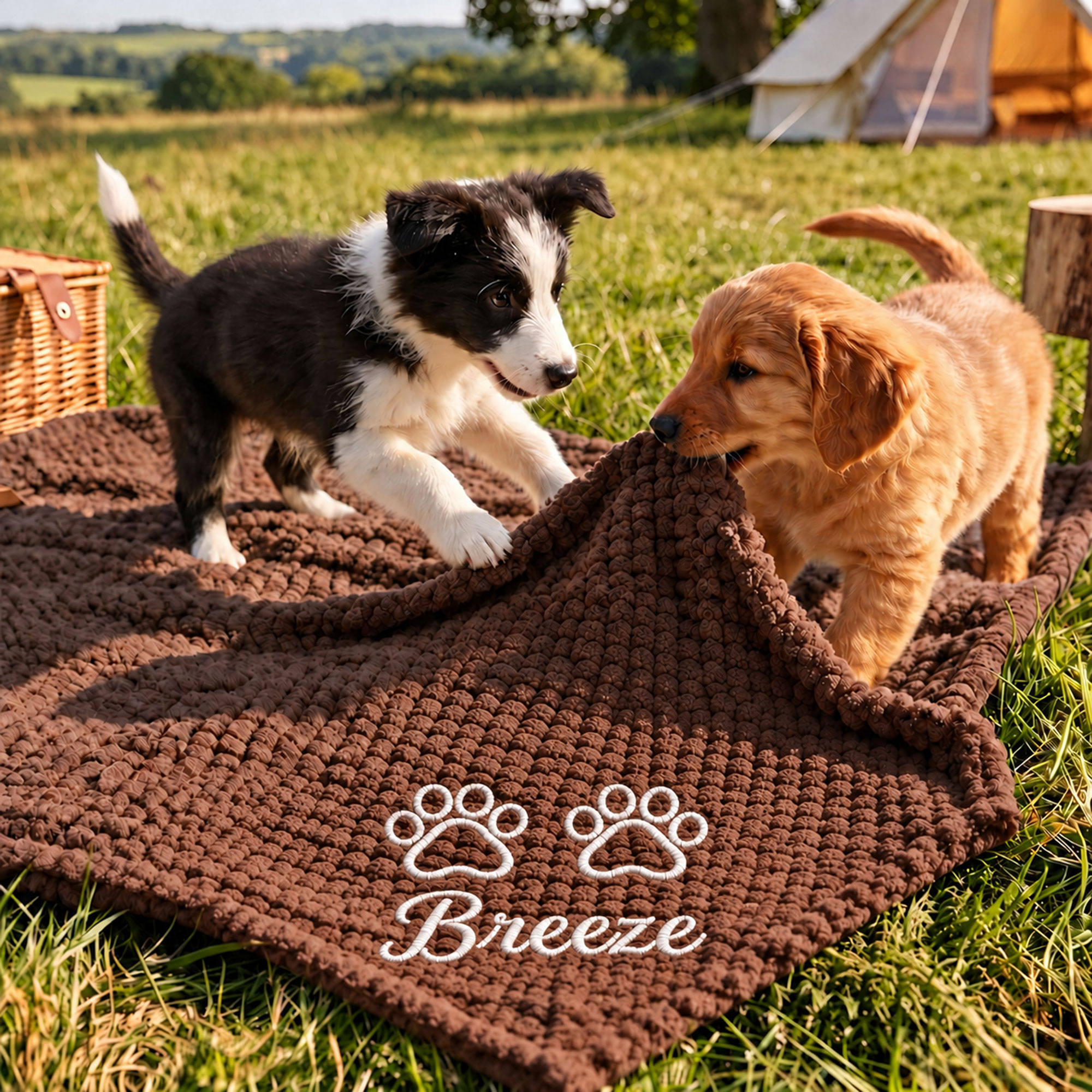 Personalized Embroidered Puppy Blanket with Name & Paw Print | MNHome108