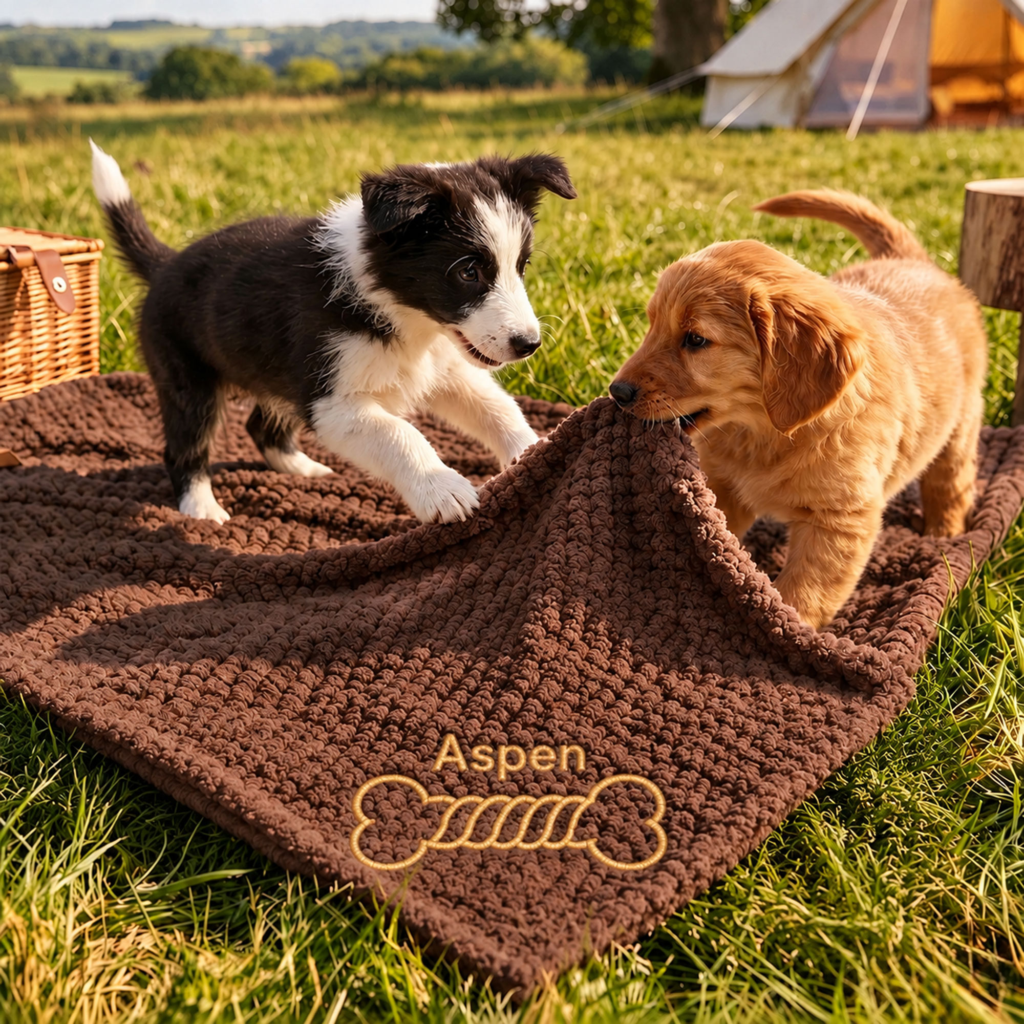 Personalized Embroidered Puppy Blanket with Name & Bone Print | MNHome109