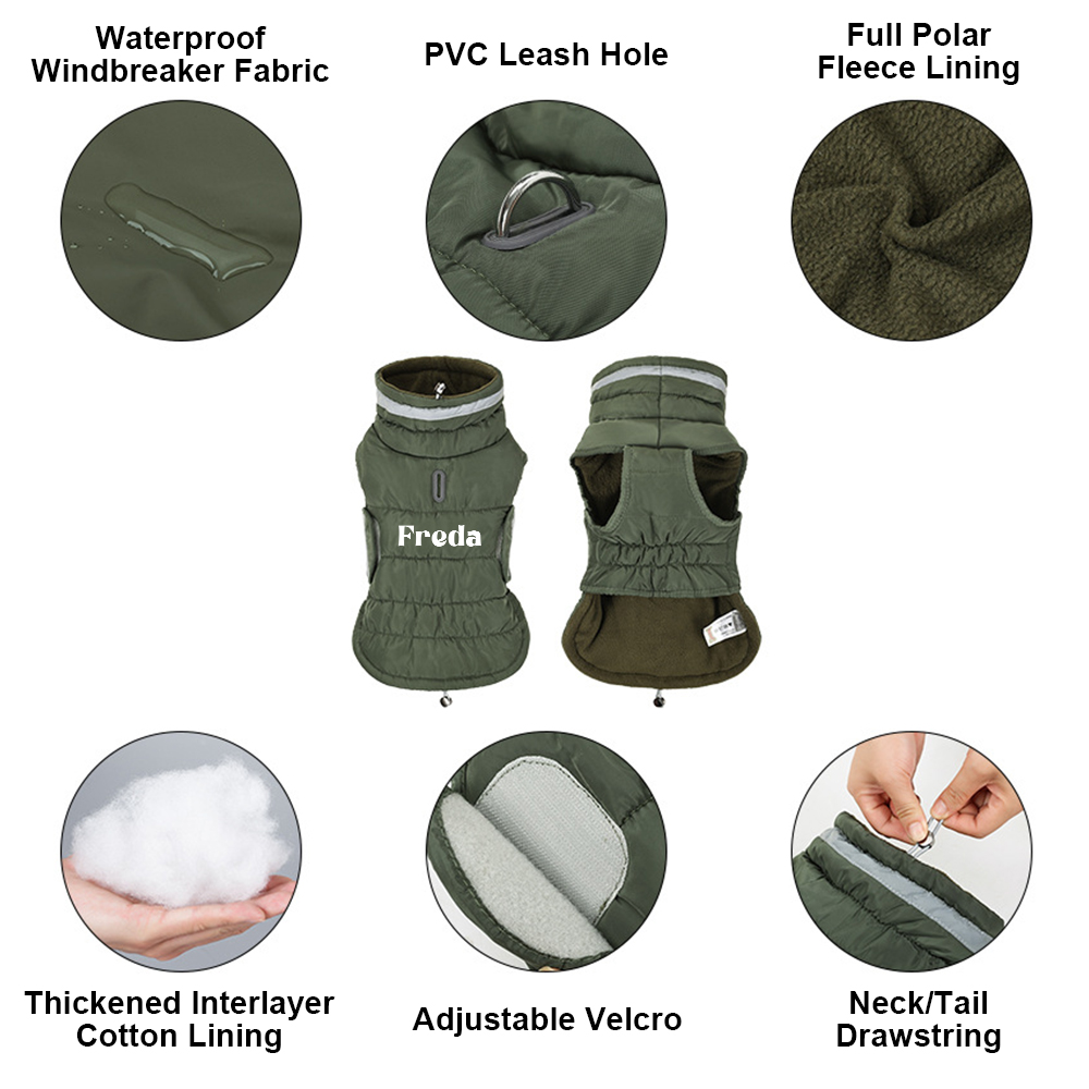 Personalized Pet Winter Warm Reflective Safety Puffer Vest | BKPet287