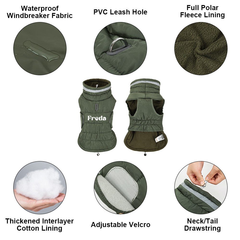 Personalized Pet Winter Warm Reflective Safety Puffer Vest | BKPet287