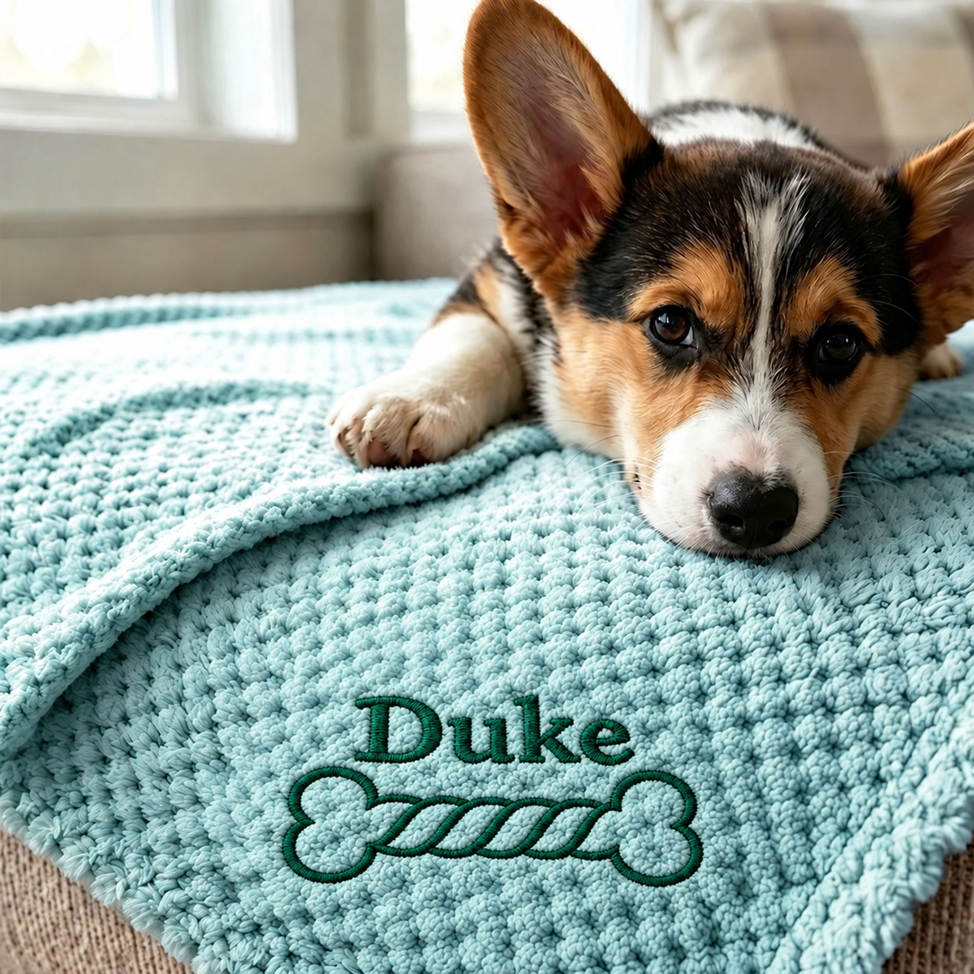 Personalized Embroidered Puppy Blanket with Name & Bone Print | MNHome109